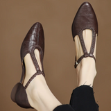 Margareta – Pantofi clasici tip T-strap, cu detaliu împletit
