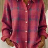 Ariana | Cardigan clasic caroiat, cu guler