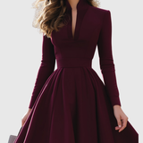 Lavinia – Rochie Midi Bordo cu Decolteu în V
