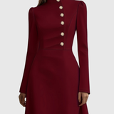 Zoe – Rochie Evazată cu Nasturi Aurii