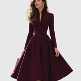 Lavinia – Rochie Midi Bordo cu Decolteu în V