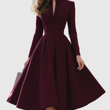 Lavinia – Rochie Midi Bordo cu Decolteu în V