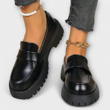 Mocasi femeie cu design anatomic și toc din satin