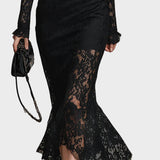 Ioana - Rochie Maxi Fishtail din Dantelă Neagră Elegantă