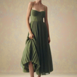 Casandra – Rochie Midi Plisată cu Aer Romantic