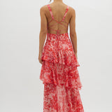 Monica – Rochie Midi cu Volane și Spate Deschis