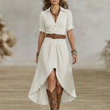 Sânziana – Rochie Maxi Western-Boho cu Curea și Nasturi Frontali