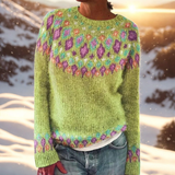 Ginevra – Pulover tricotat confortabil, cu detaliu Fair Isle