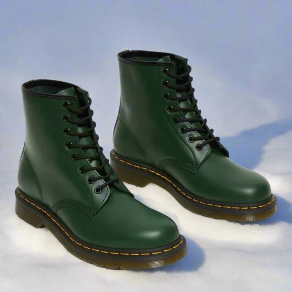 André – Ghete Militare din Piele pentru Bărbați, cu Șireturi – vedere laterală, verde