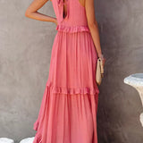 Sorina – Rochie Maxi cu Bretele și Volane