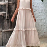 Sorina – Rochie Maxi cu Bretele și Volane