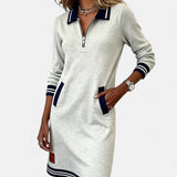 Jeanne - Rochie Elegantă din Bumbac cu Mâneci Lungi