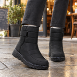 Abate – Botine de Iarnă Impermeabile, cu Velcro și Căptușeală din Bumbac – culoarea Negru
