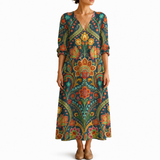 Loredana – Rochie Artistică cu Imprimeu Paisley Floral