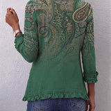 Jamira | Jachetă boho cu volane, cu imprimeu paisley
