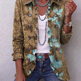 Sandra | Jachetă boho vintage cu volane, cu imprimeu floral în degrade