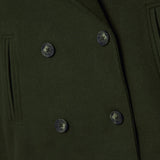 Jachetă Elegantă cu Croială Încrucișată, de Damă, Confortabilă – vedere frontală, verde măsliniu