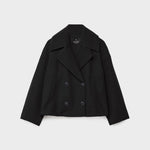 Jachetă Elegantă cu Croială Încrucișată, de Damă, Confortabilă – vedere frontală, negru