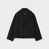 Jachetă Elegantă cu Croială Încrucișată, de Damă, Confortabilă – vedere frontală, negru