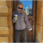 Jachetă Scurtă Elegantă cu Nasturi Dubli, de Damă, Ușor de Asortat – culoarea Bej